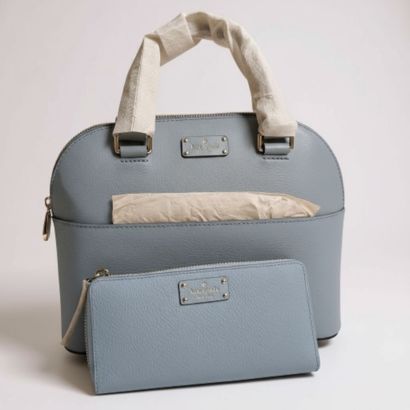 Kate Spade Grove Street Carli Blue Dawn Satchel And Wallet - Picture 7 of 7
